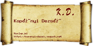 Kopányi Dezső névjegykártya